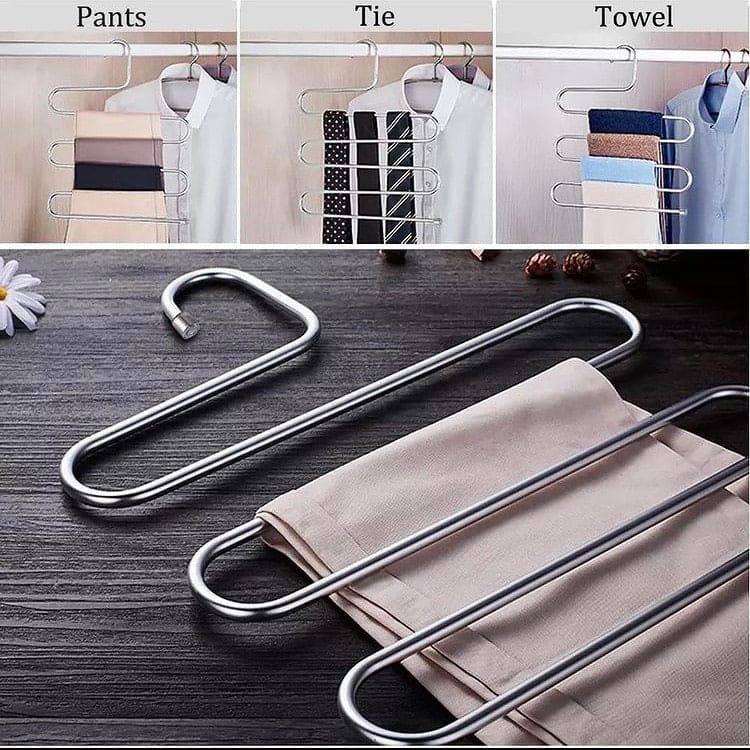 5 Layer Stainless Steel Hanger, Multi Layers Pants Hangers, Multi-purpose Clothes Hanger 5 Layer Stainless Steel Hanger, Multi Layers Pants Hangers, Multi-purpose Clothes Hanger